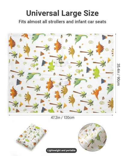 Car Seat Cover Baby Girl, 100% Cotton Muslin Infant Carseat Canopy
