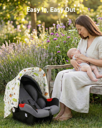 Car Seat Cover Baby Girl, 100% Cotton Muslin Infant Carseat Canopy