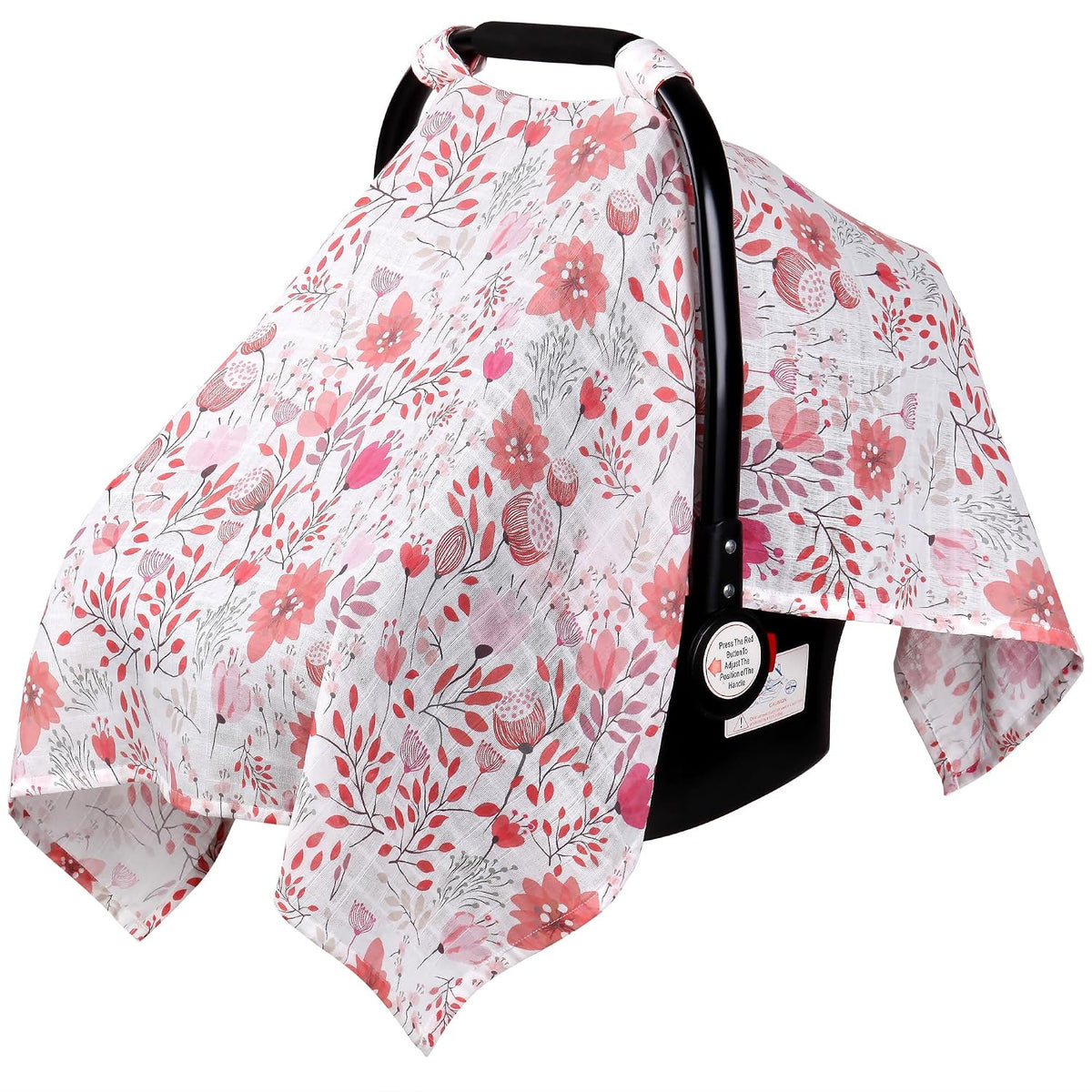 Car Seat Cover Baby Girl, 100% Cotton Muslin Infant Carseat Canopy