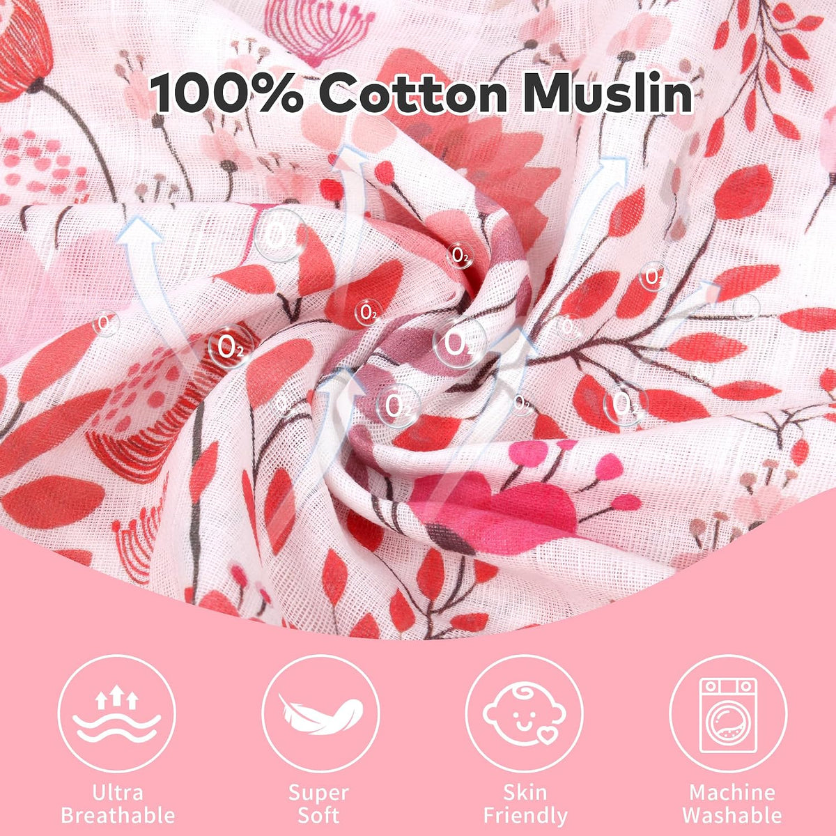Car Seat Cover Baby Girl, 100% Cotton Muslin Infant Carseat Canopy