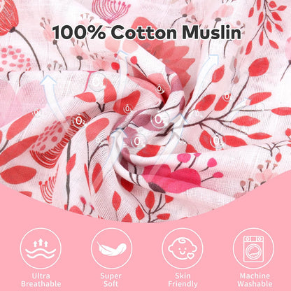 Car Seat Cover Baby Girl, 100% Cotton Muslin Infant Carseat Canopy