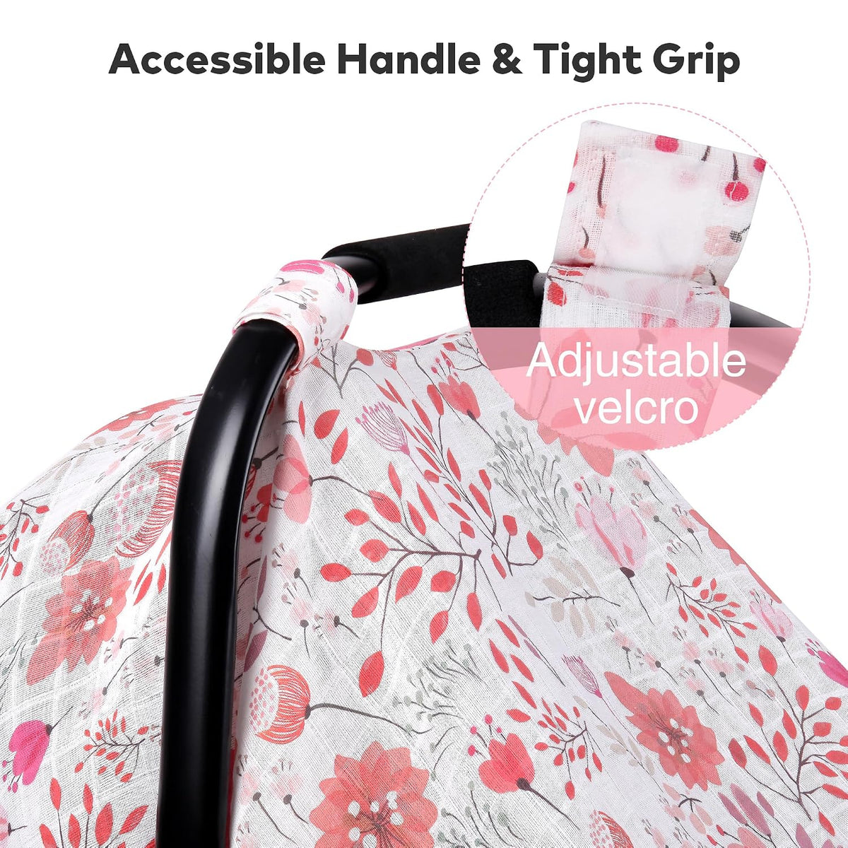 Car Seat Cover Baby Girl, 100% Cotton Muslin Infant Carseat Canopy