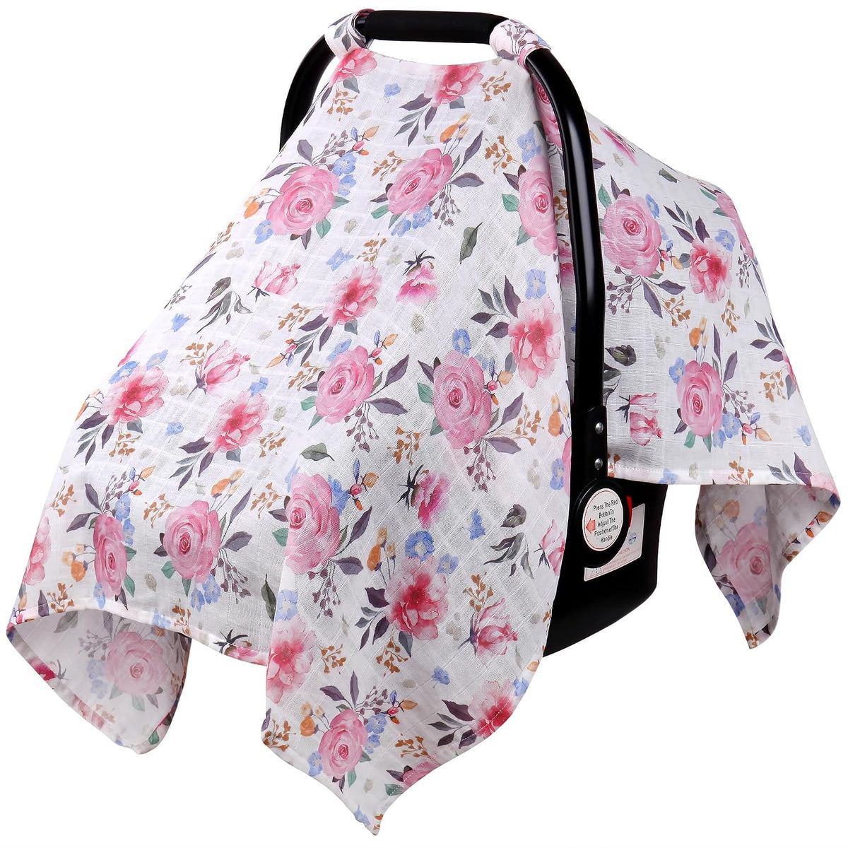 Car Seat Cover Baby Girl, 100% Cotton Muslin Infant Carseat Canopy