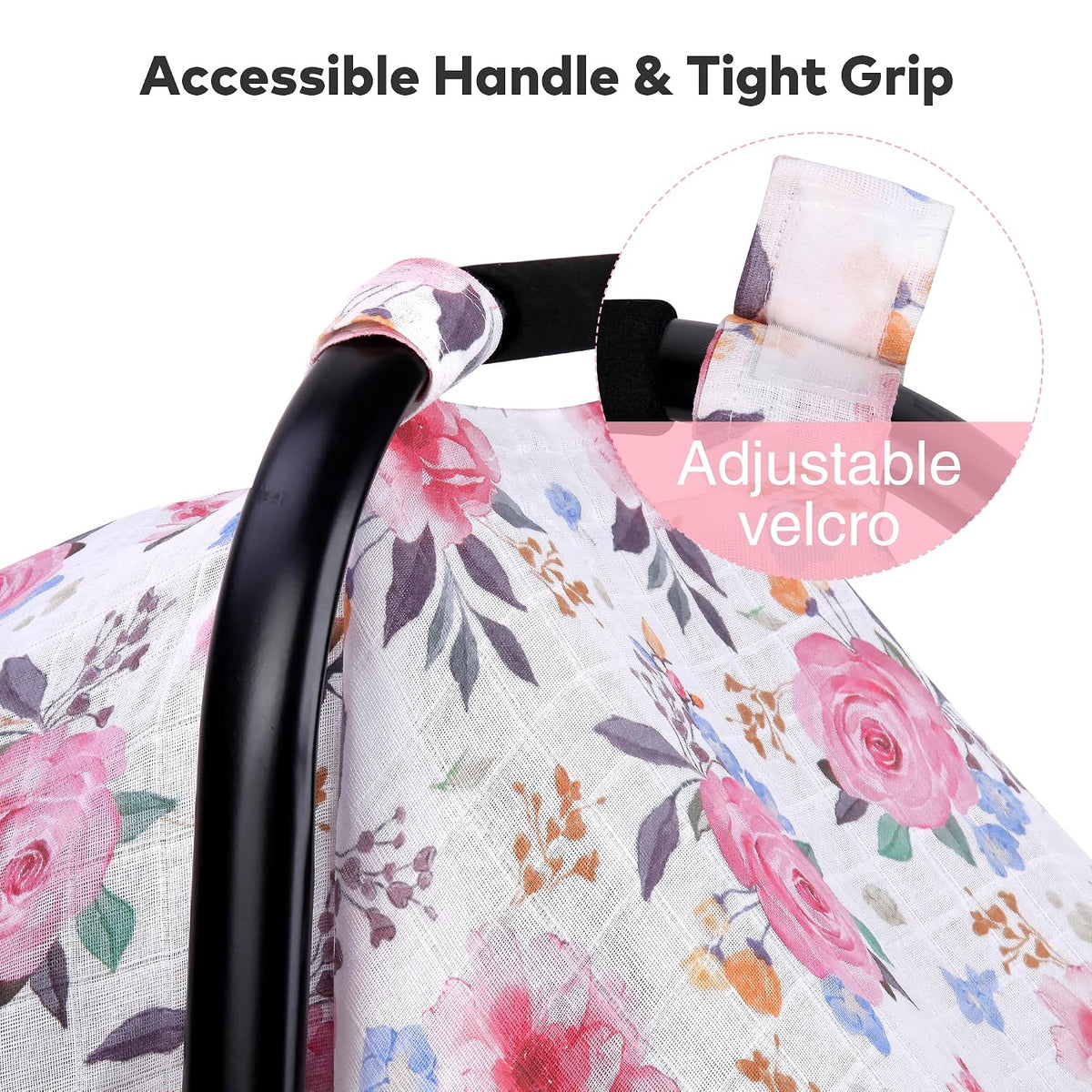 Car Seat Cover Baby Girl, 100% Cotton Muslin Infant Carseat Canopy