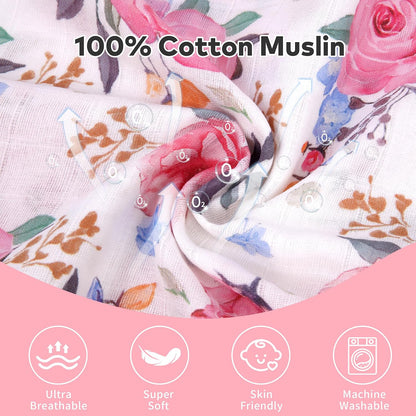 Car Seat Cover Baby Girl, 100% Cotton Muslin Infant Carseat Canopy
