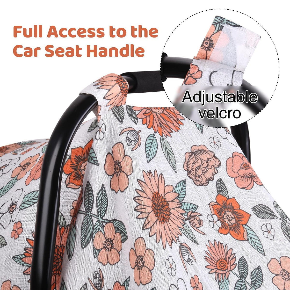 Car Seat Cover Baby Girl, 100% Cotton Muslin Infant Carseat Canopy