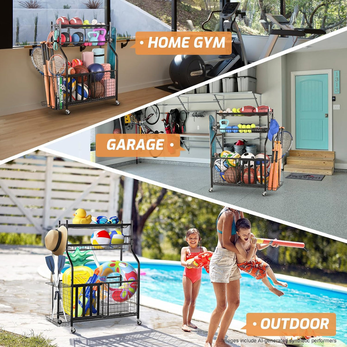 Sports Equipment Storage for Garage, Ball Storage Organizer
