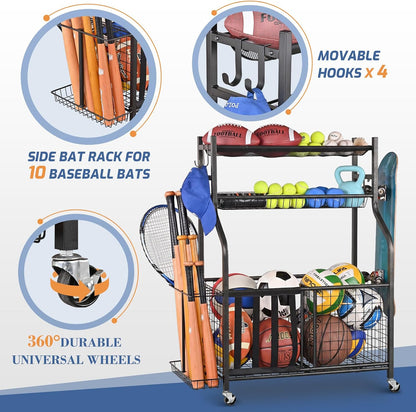 Sports Equipment Storage for Garage, Ball Storage Organizer