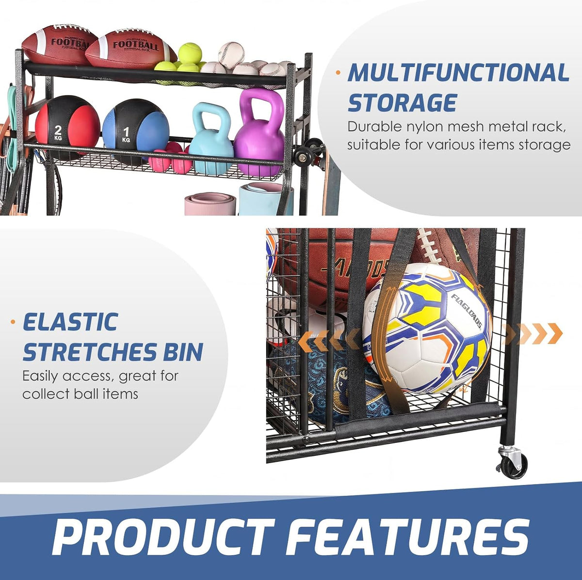 Sports Equipment Storage for Garage, Ball Storage Organizer