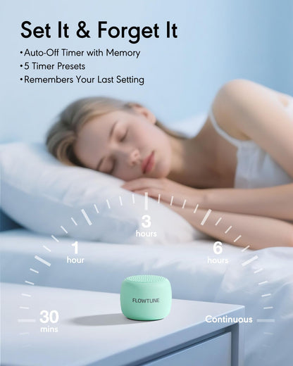 FLOWTUNE Sound Machine White Noise Machine for Baby Adults, 18 Non-looping Sounds, Timer, Memory Function, Portable Sleep Sound Therapy Gift (Black)