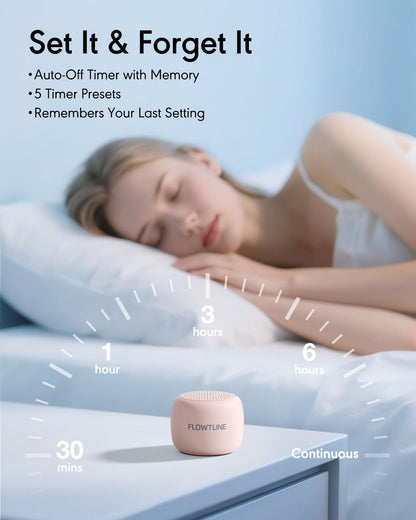 FLOWTUNE Sound Machine White Noise Machine for Baby Adults, 18 Non-looping Sounds, Timer, Memory Function, Portable Sleep Sound Therapy Gift (Black)