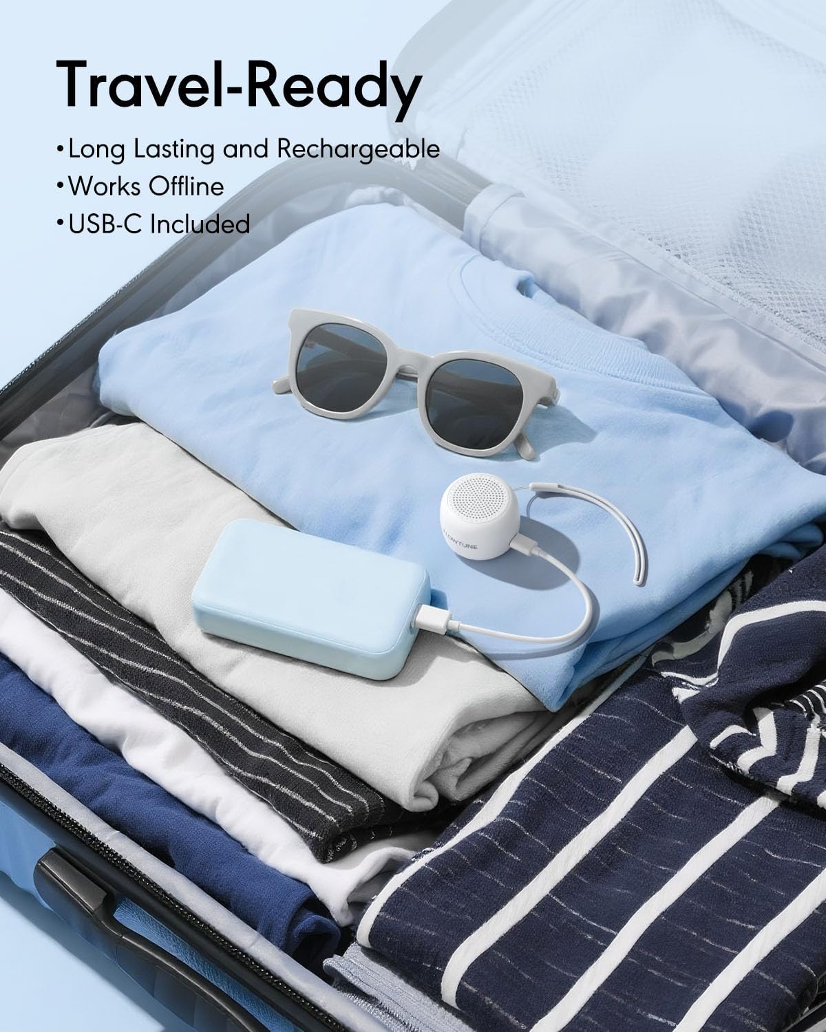 FLOWTUNE Sound Machine White Noise Machine for Baby Adults, 18 Non-looping Sounds, Timer, Memory Function, Portable Sleep Sound Therapy Gift (Black)