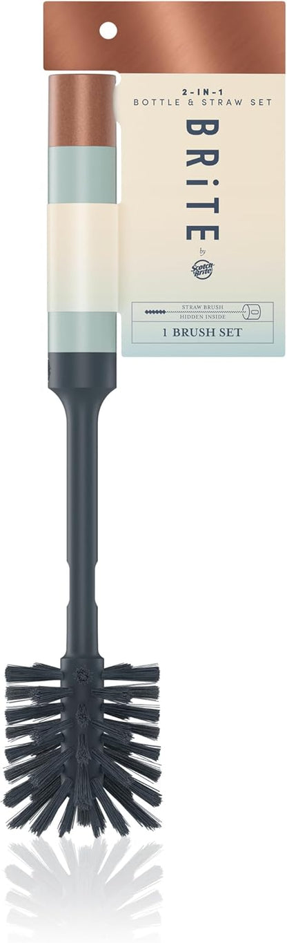 Brite Limited Edition 2-in-1 Straw and Bottle Brush Set, Sleek and Stylish Bottle Cleaner Brush with 360-Degree Bristles and Hidden Straw Brush
