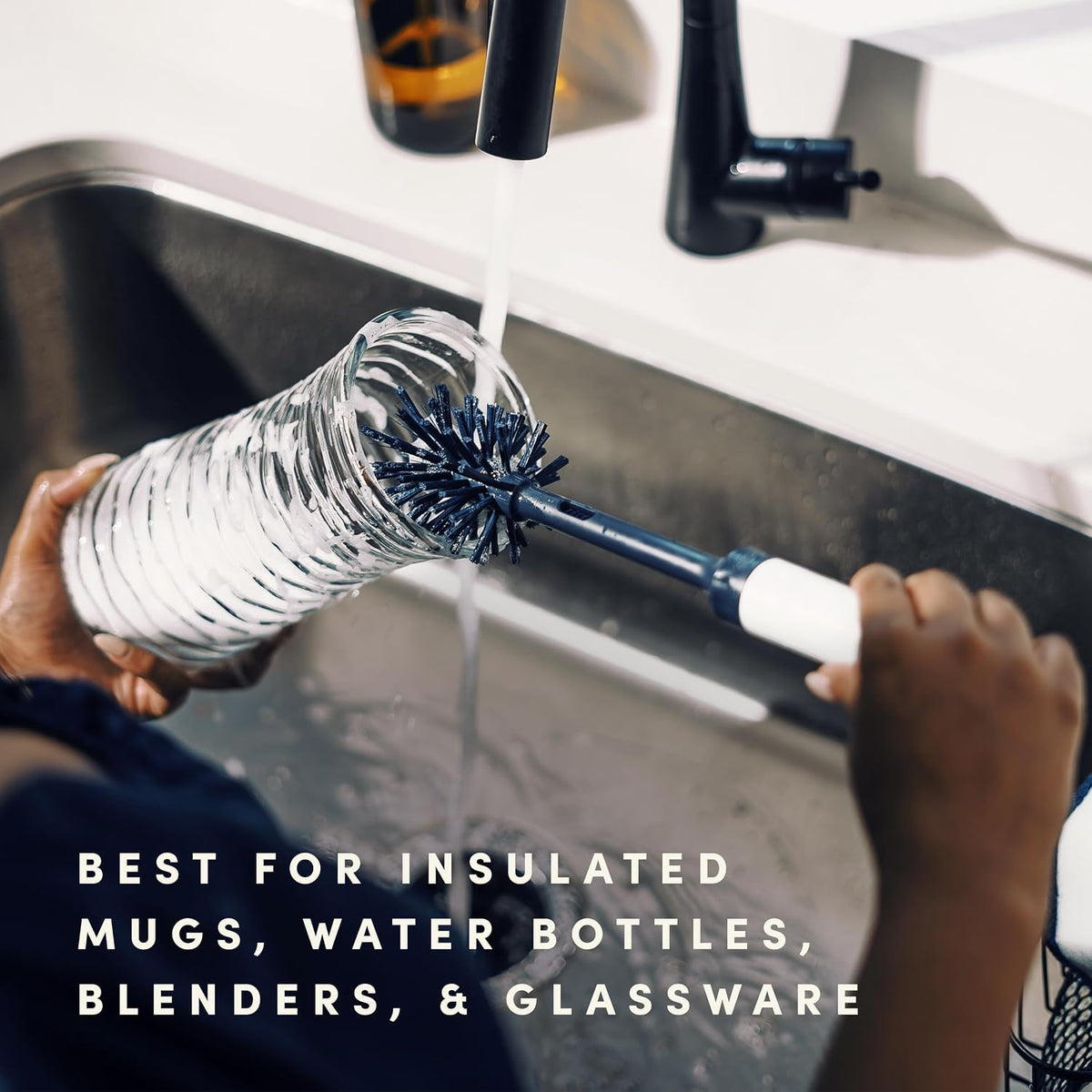 Brite Limited Edition 2-in-1 Straw and Bottle Brush Set, Sleek and Stylish Bottle Cleaner Brush with 360-Degree Bristles and Hidden Straw Brush