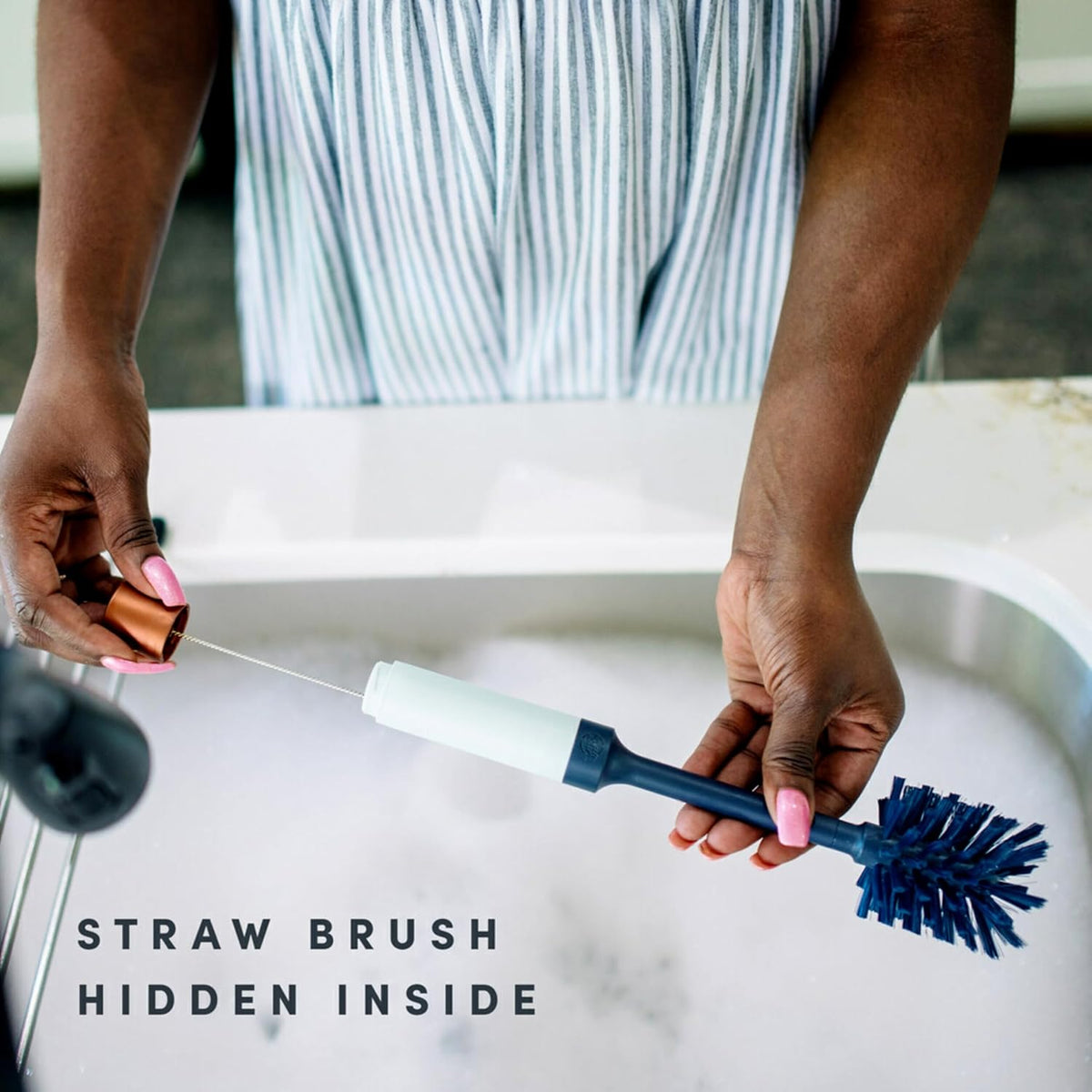 Brite Limited Edition 2-in-1 Straw and Bottle Brush Set, Sleek and Stylish Bottle Cleaner Brush with 360-Degree Bristles and Hidden Straw Brush