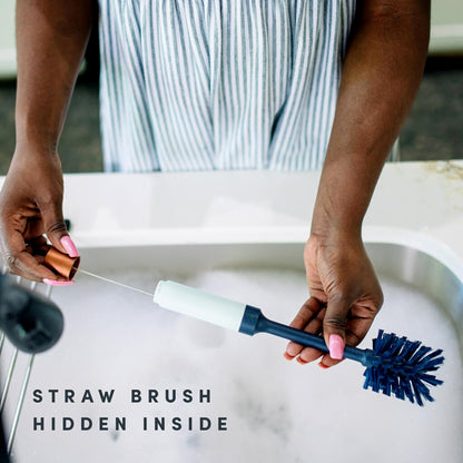 Brite Limited Edition 2-in-1 Straw and Bottle Brush Set, Sleek and Stylish Bottle Cleaner Brush with 360-Degree Bristles and Hidden Straw Brush
