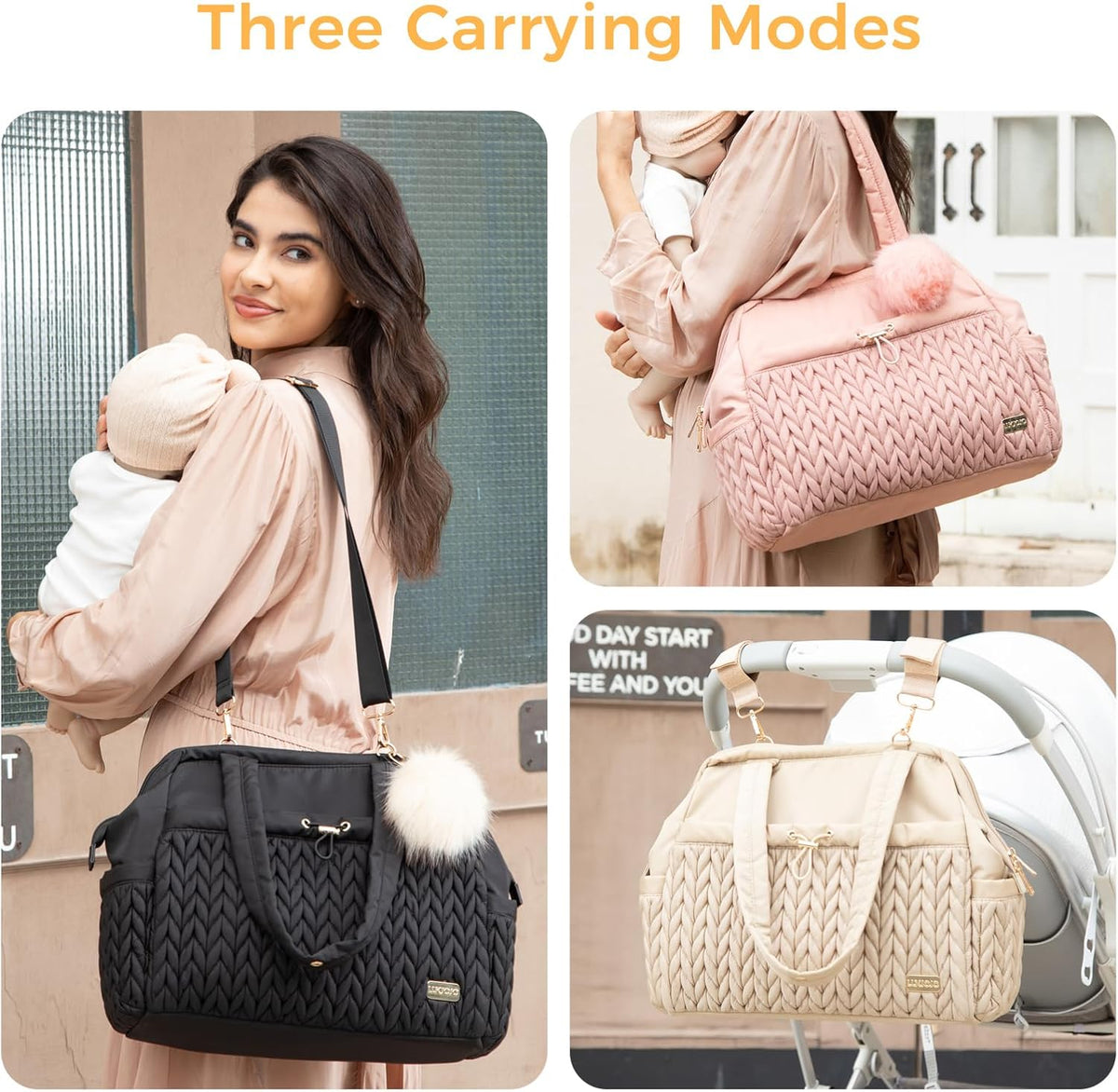 Asha Diaper Bag Tote For Daily Use, Travel Shoulder Diaper Bag With Long Strap
