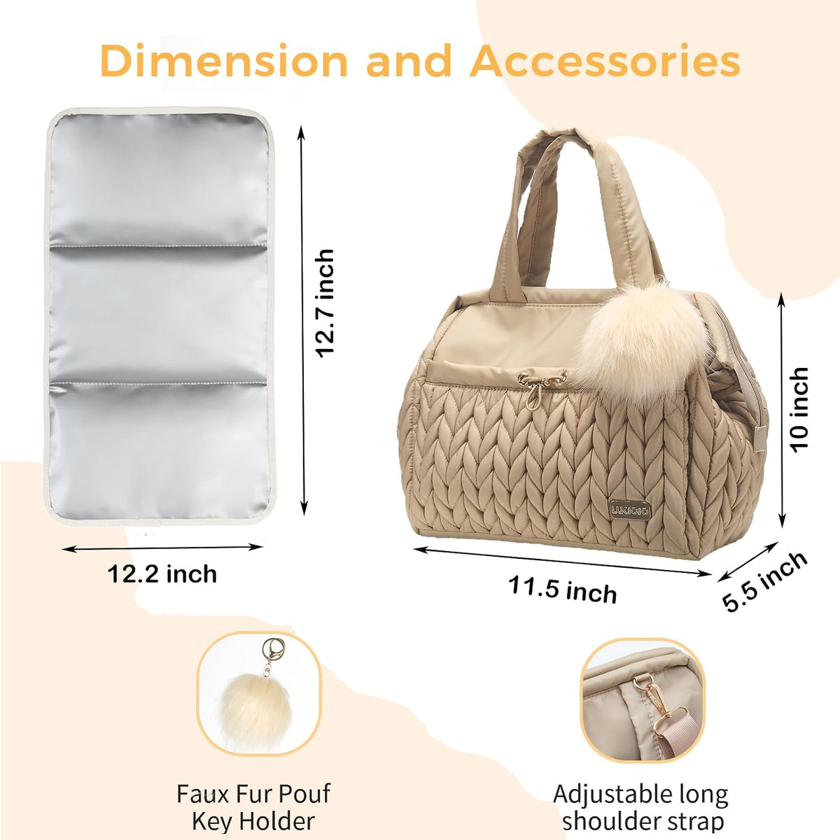Asha Diaper Bag Tote For Daily Use, Travel Shoulder Diaper Bag With Long Strap