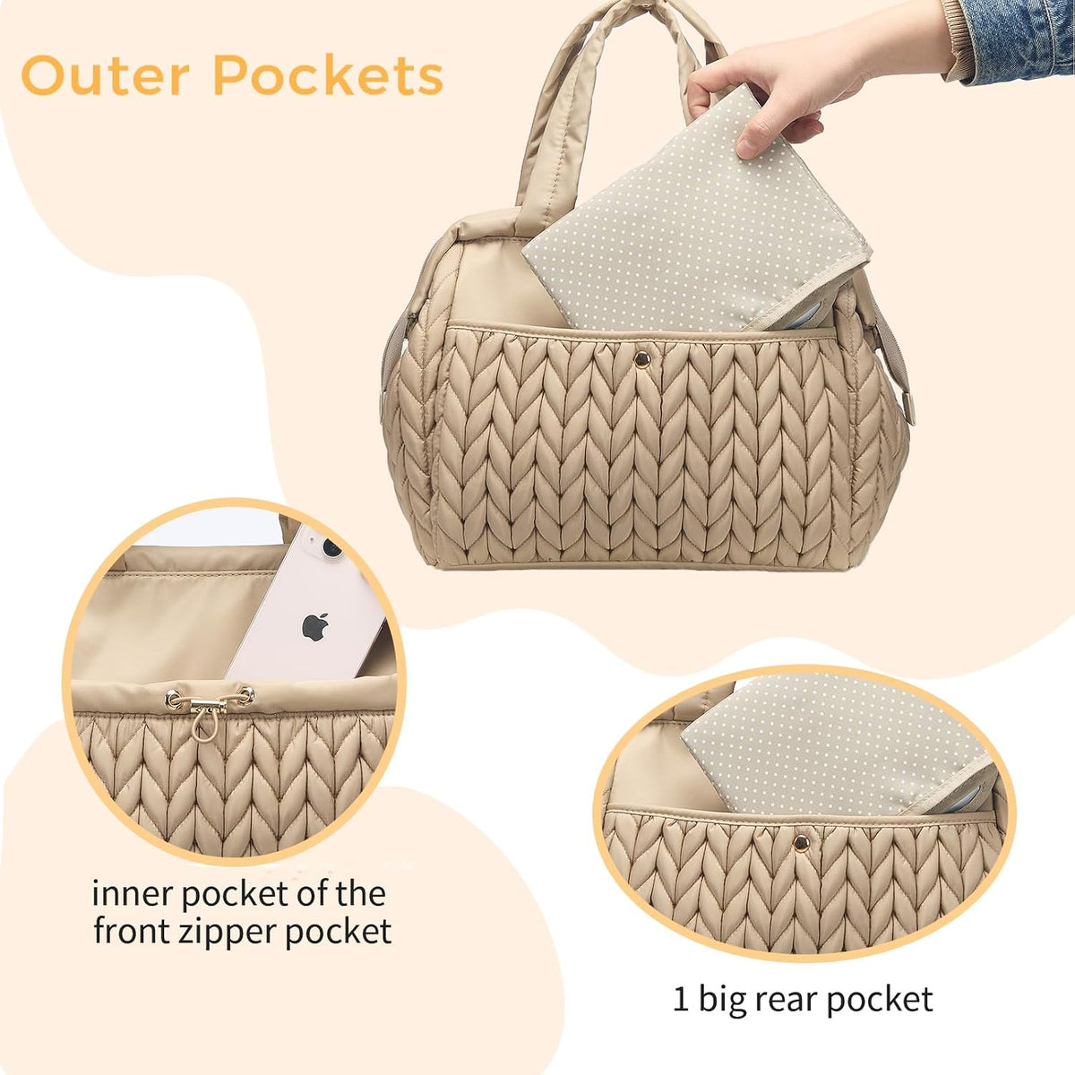 Asha Diaper Bag Tote For Daily Use, Travel Shoulder Diaper Bag With Long Strap