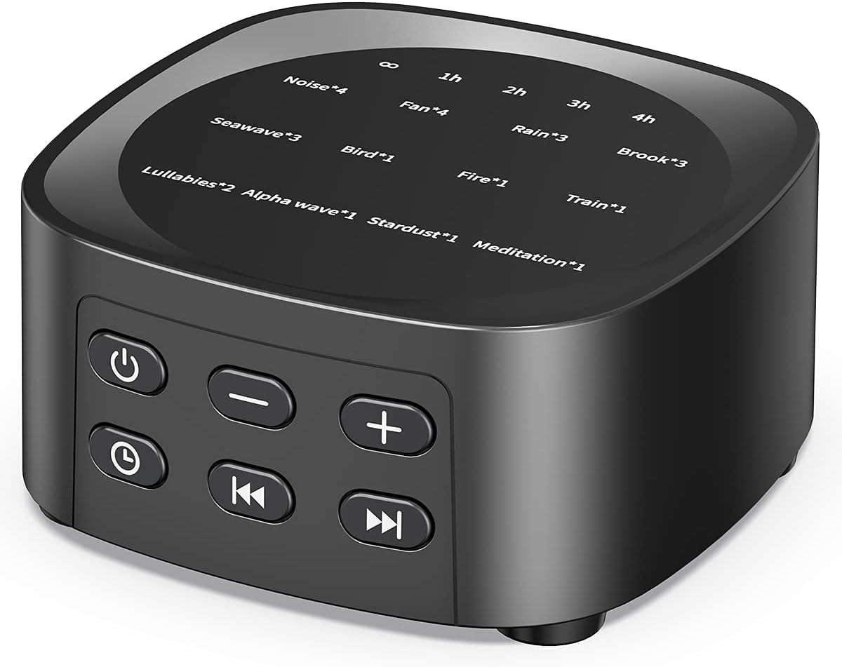 Sleep White Noise Sound Machines with 25 Soothing Sounds 36 Volume Levels 5 Timers Visible Sound Catalog Portable Size Memory Function for Home Office and Travel