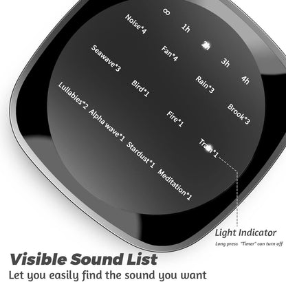 Sleep White Noise Sound Machines with 25 Soothing Sounds 36 Volume Levels 5 Timers Visible Sound Catalog Portable Size Memory Function for Home Office and Travel