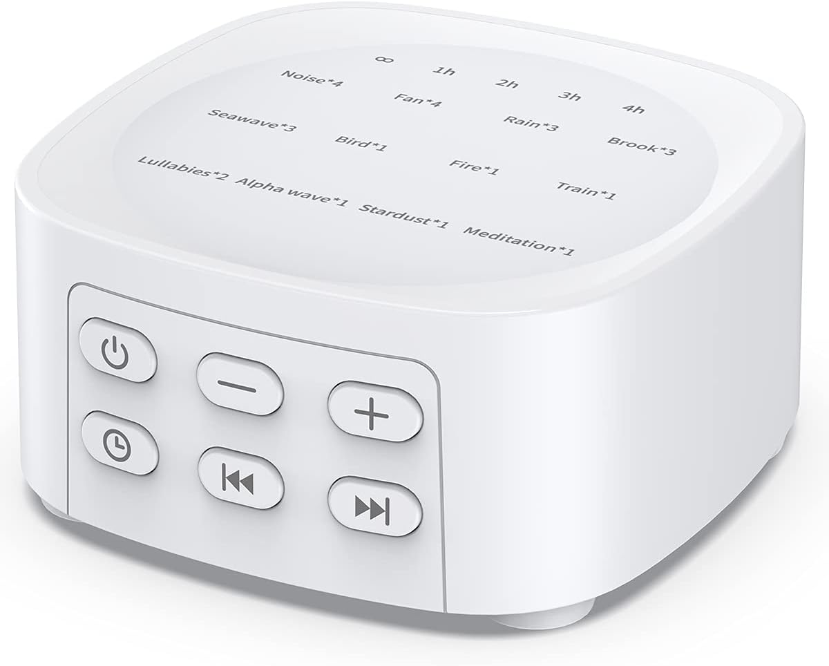 Sleep White Noise Sound Machines with 25 Soothing Sounds 36 Volume Levels 5 Timers Visible Sound Catalog Portable Size Memory Function for Home Office and Travel