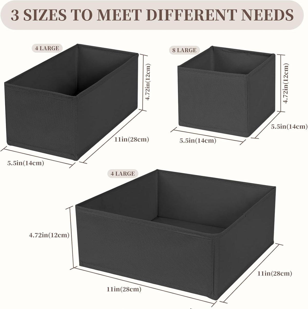 Drawer Organizer Clothes, 16 Pack Dresser Organizer Bins, Foldable Closet Organizers and Storage Fabric Dresser Bins, Shallow Drawer Dividers for Clothing, Underwears, Socks, Tie