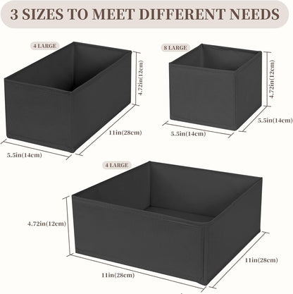 Drawer Organizer Clothes, 16 Pack Dresser Organizer Bins, Foldable Closet Organizers and Storage Fabric Dresser Bins, Shallow Drawer Dividers for Clothing, Underwears, Socks, Tie