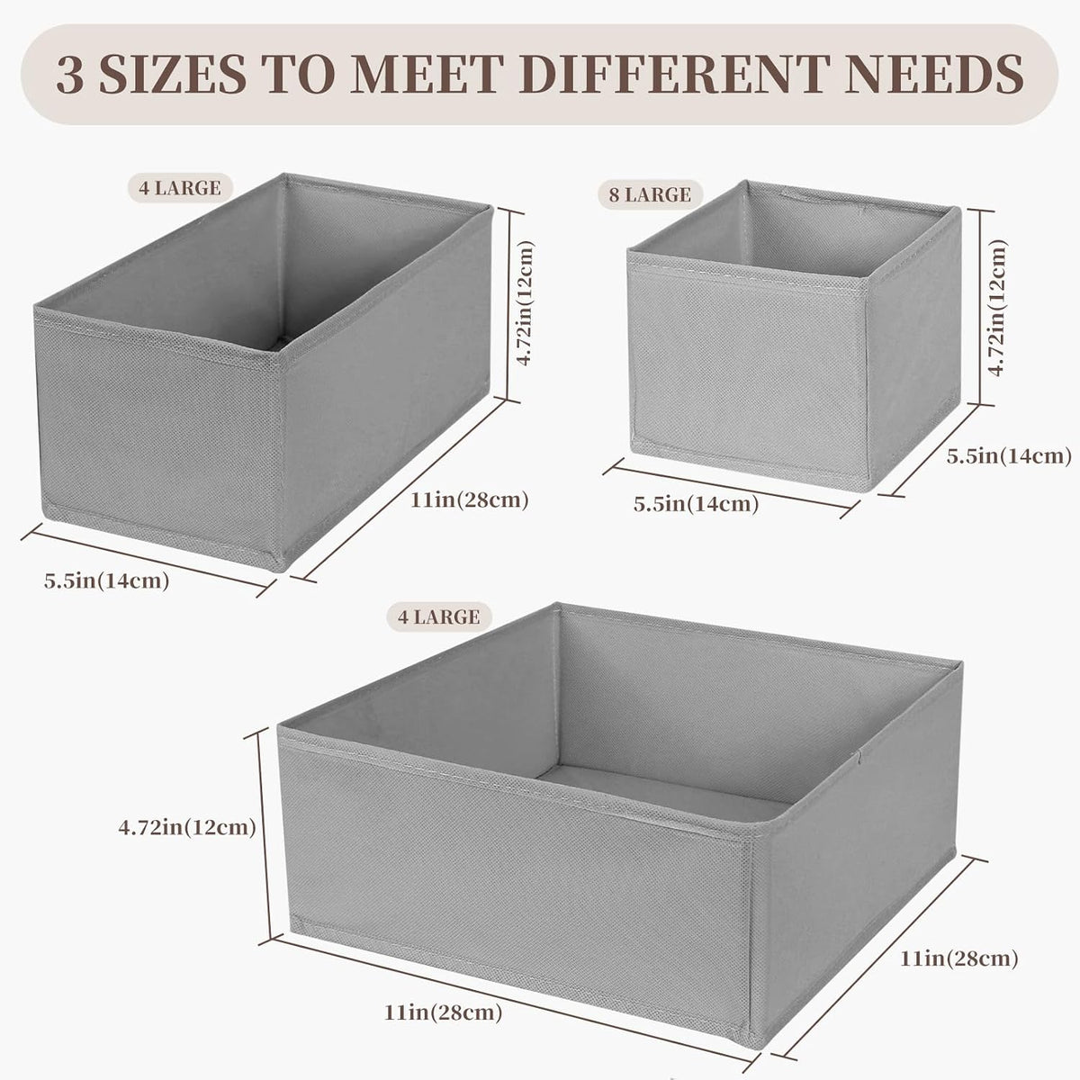 Drawer Organizer Clothes, 16 Pack Dresser Organizer Bins, Foldable Closet Organizers and Storage Fabric Dresser Bins, Shallow Drawer Dividers for Clothing, Underwears, Socks, Tie