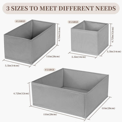 Drawer Organizer Clothes, 16 Pack Dresser Organizer Bins, Foldable Closet Organizers and Storage Fabric Dresser Bins, Shallow Drawer Dividers for Clothing, Underwears, Socks, Tie