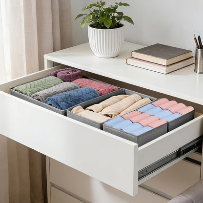 Drawer Organizer Clothes, 16 Pack Dresser Organizer Bins, Foldable Closet Organizers and Storage Fabric Dresser Bins, Shallow Drawer Dividers for Clothing, Underwears, Socks, Tie