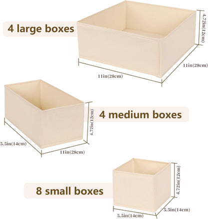 Drawer Organizer Clothes, 16 Pack Dresser Organizer Bins, Foldable Closet Organizers and Storage Fabric Dresser Bins, Shallow Drawer Dividers for Clothing, Underwears, Socks, Tie