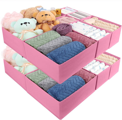 Drawer Organizer Clothes, 16 Pack Dresser Organizer Bins, Foldable Closet Organizers and Storage Fabric Dresser Bins, Shallow Drawer Dividers for Clothing, Underwears, Socks, Tie