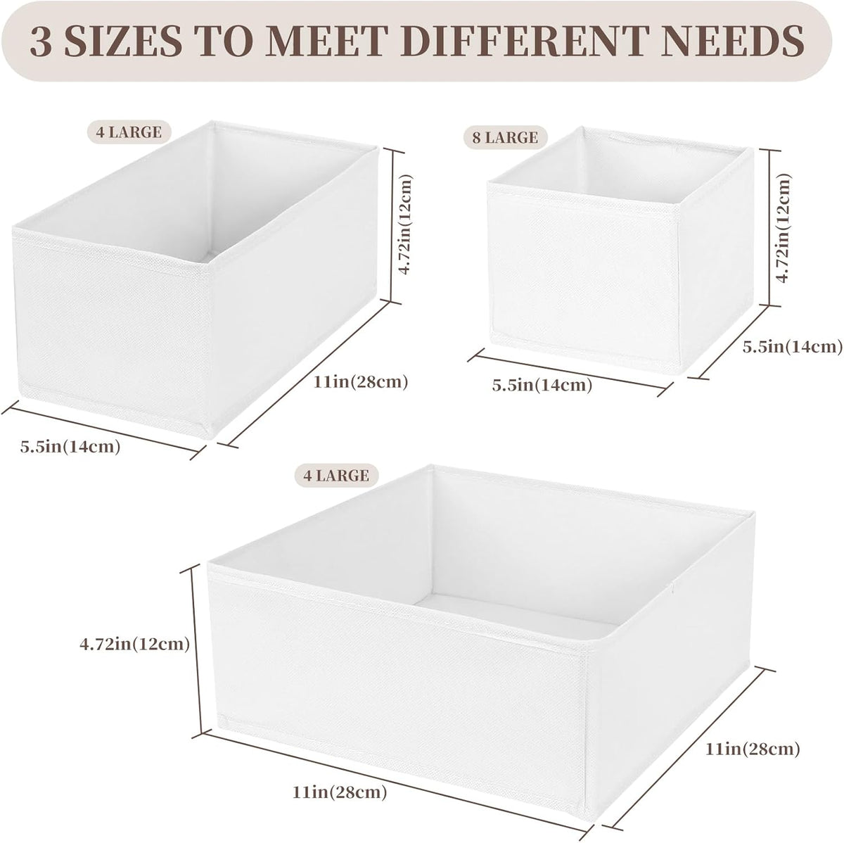 Drawer Organizer Clothes, 16 Pack Dresser Organizer Bins, Foldable Closet Organizers and Storage Fabric Dresser Bins, Shallow Drawer Dividers for Clothing, Underwears, Socks, Tie