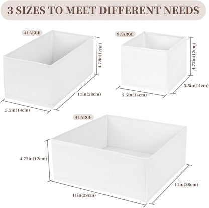 Drawer Organizer Clothes, 16 Pack Dresser Organizer Bins, Foldable Closet Organizers and Storage Fabric Dresser Bins, Shallow Drawer Dividers for Clothing, Underwears, Socks, Tie