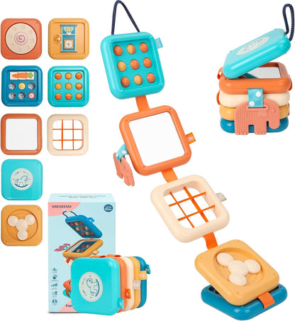Busy Board Montessori Toy for 1 Year Old Boy Gifts, Travel Toys for Toddler 1-3, Sensory Activity Airplane Essential, Baby Boys Birthday Gift, Easter Basket & Stocking Stuffers
