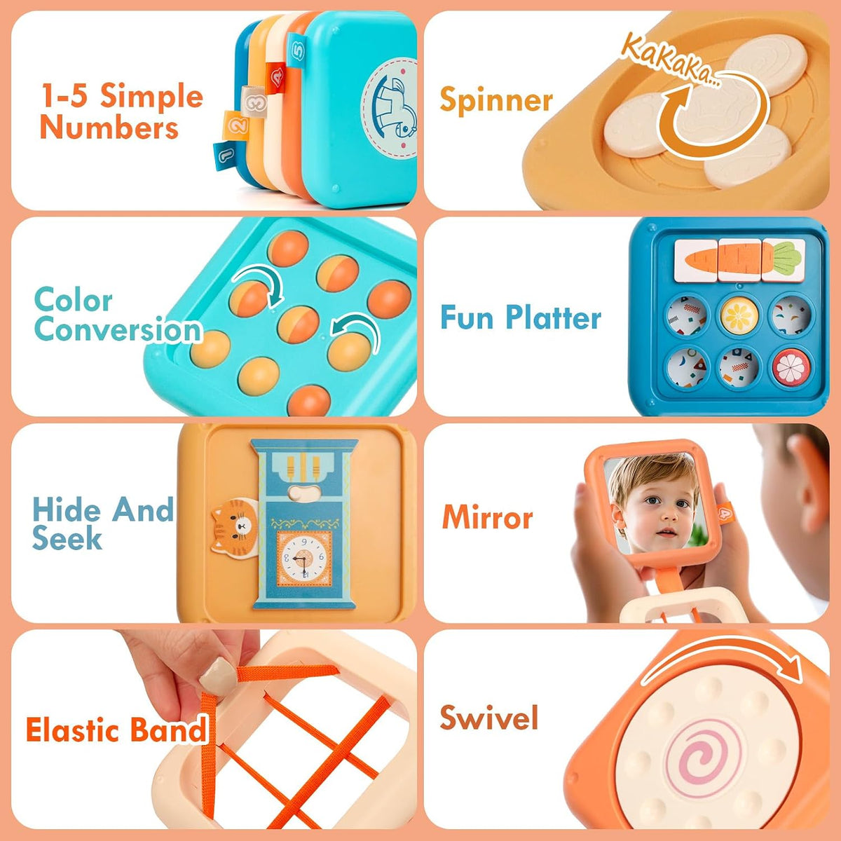 Busy Board Montessori Toy for 1 Year Old Boy Gifts, Travel Toys for Toddler 1-3, Sensory Activity Airplane Essential, Baby Boys Birthday Gift, Easter Basket & Stocking Stuffers