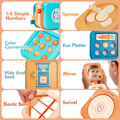 Busy Board Montessori Toy for 1 Year Old Boy Gifts, Travel Toys for Toddler 1-3, Sensory Activity Airplane Essential, Baby Boys Birthday Gift, Easter Basket & Stocking Stuffers