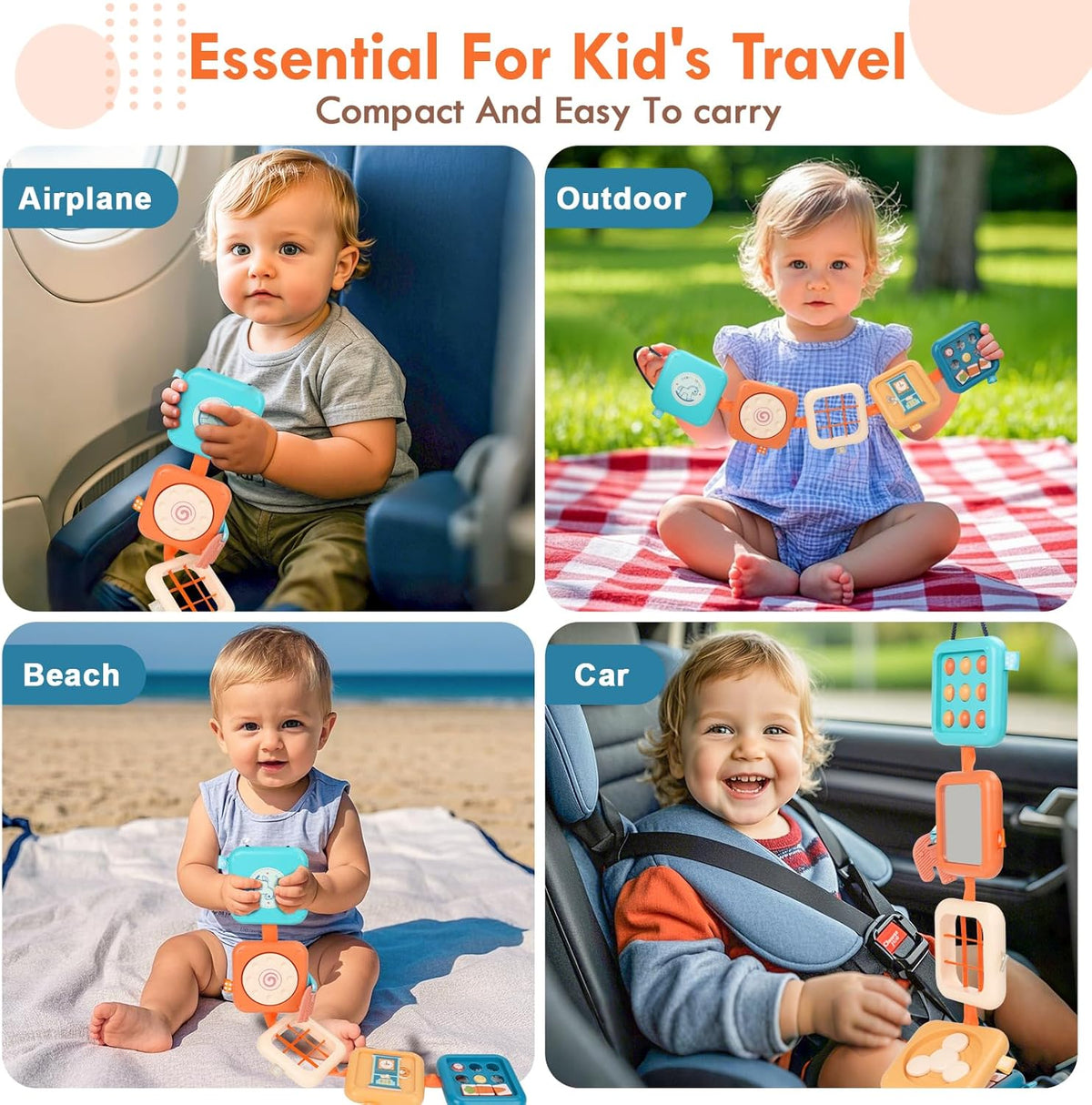 Busy Board Montessori Toy for 1 Year Old Boy Gifts, Travel Toys for Toddler 1-3, Sensory Activity Airplane Essential, Baby Boys Birthday Gift, Easter Basket & Stocking Stuffers