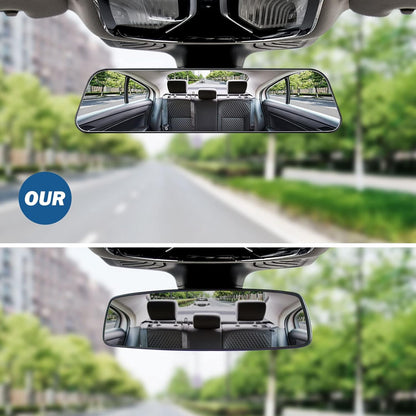 Rearview Mirror, 12 Inch Panoramic Interior Clip-on Wide Angle Convex Universal Rear View Mirror to Reduce Blind Spot Effectively for More Car SUV Trucks -Clear