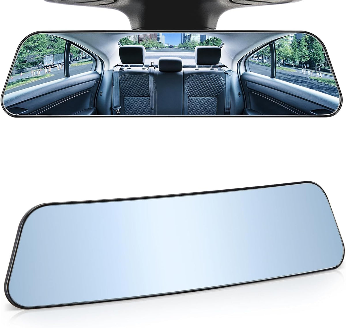 Rearview Mirror, 12 Inch Panoramic Interior Clip-on Wide Angle Convex Universal Rear View Mirror to Reduce Blind Spot Effectively for More Car SUV Trucks -Clear