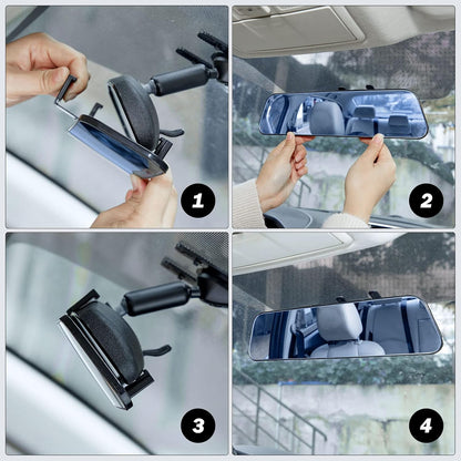 Rearview Mirror, 12 Inch Panoramic Interior Clip-on Wide Angle Convex Universal Rear View Mirror to Reduce Blind Spot Effectively for More Car SUV Trucks -Clear