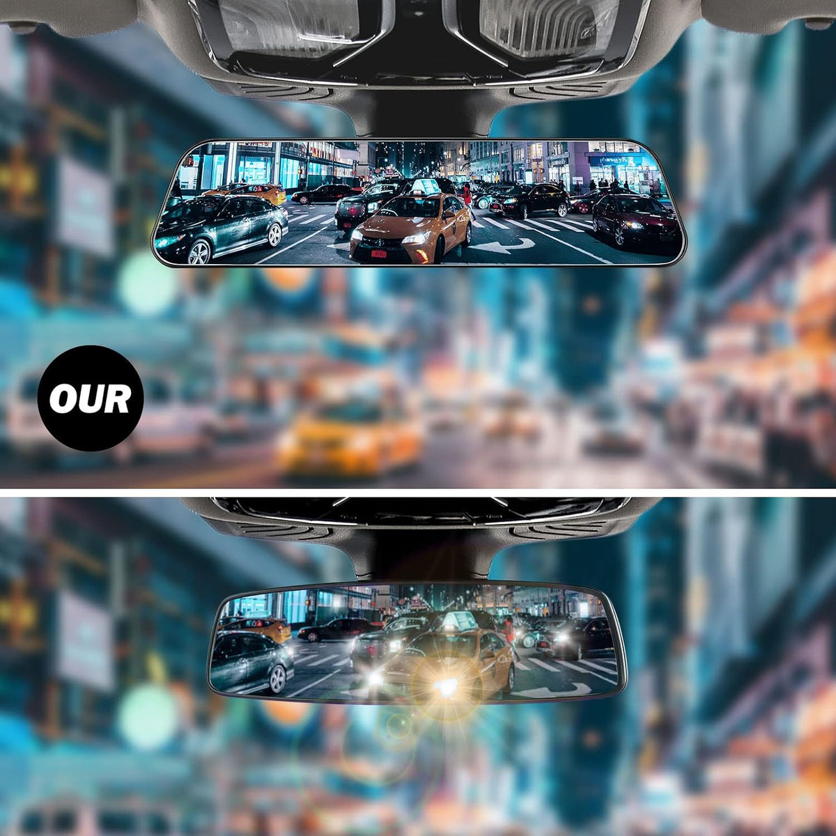 Rearview Mirror, 12 Inch Panoramic Interior Clip-on Wide Angle Convex Universal Rear View Mirror to Reduce Blind Spot Effectively for More Car SUV Trucks -Clear