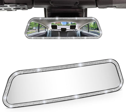 Rearview Mirror, 12 Inch Panoramic Interior Clip-on Wide Angle Convex Universal Rear View Mirror to Reduce Blind Spot Effectively for More Car SUV Trucks -Clear
