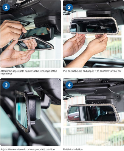 Rearview Mirror, 12 Inch Panoramic Interior Clip-on Wide Angle Convex Universal Rear View Mirror to Reduce Blind Spot Effectively for More Car SUV Trucks -Clear
