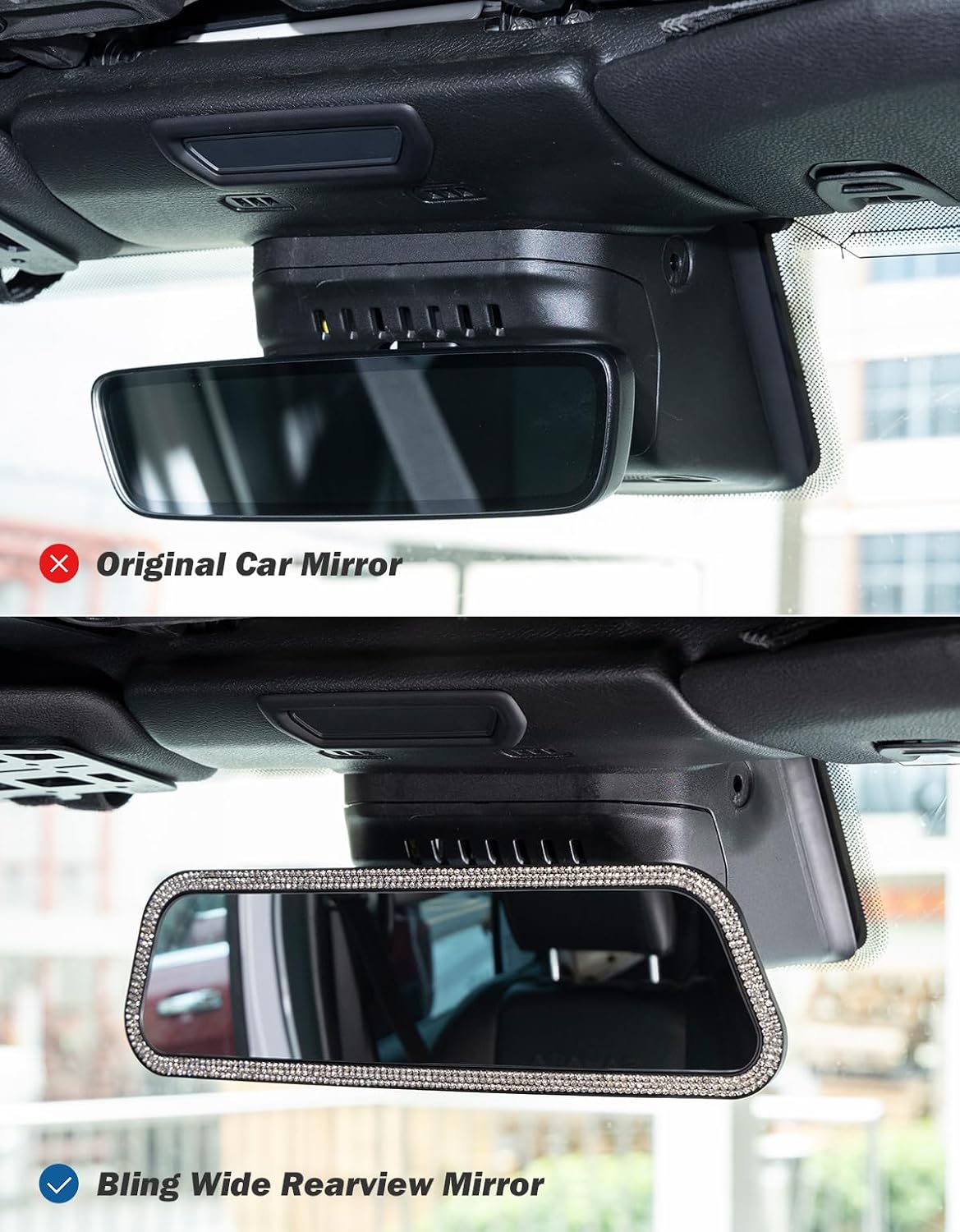 Rearview Mirror, 12 Inch Panoramic Interior Clip-on Wide Angle Convex Universal Rear View Mirror to Reduce Blind Spot Effectively for More Car SUV Trucks -Clear