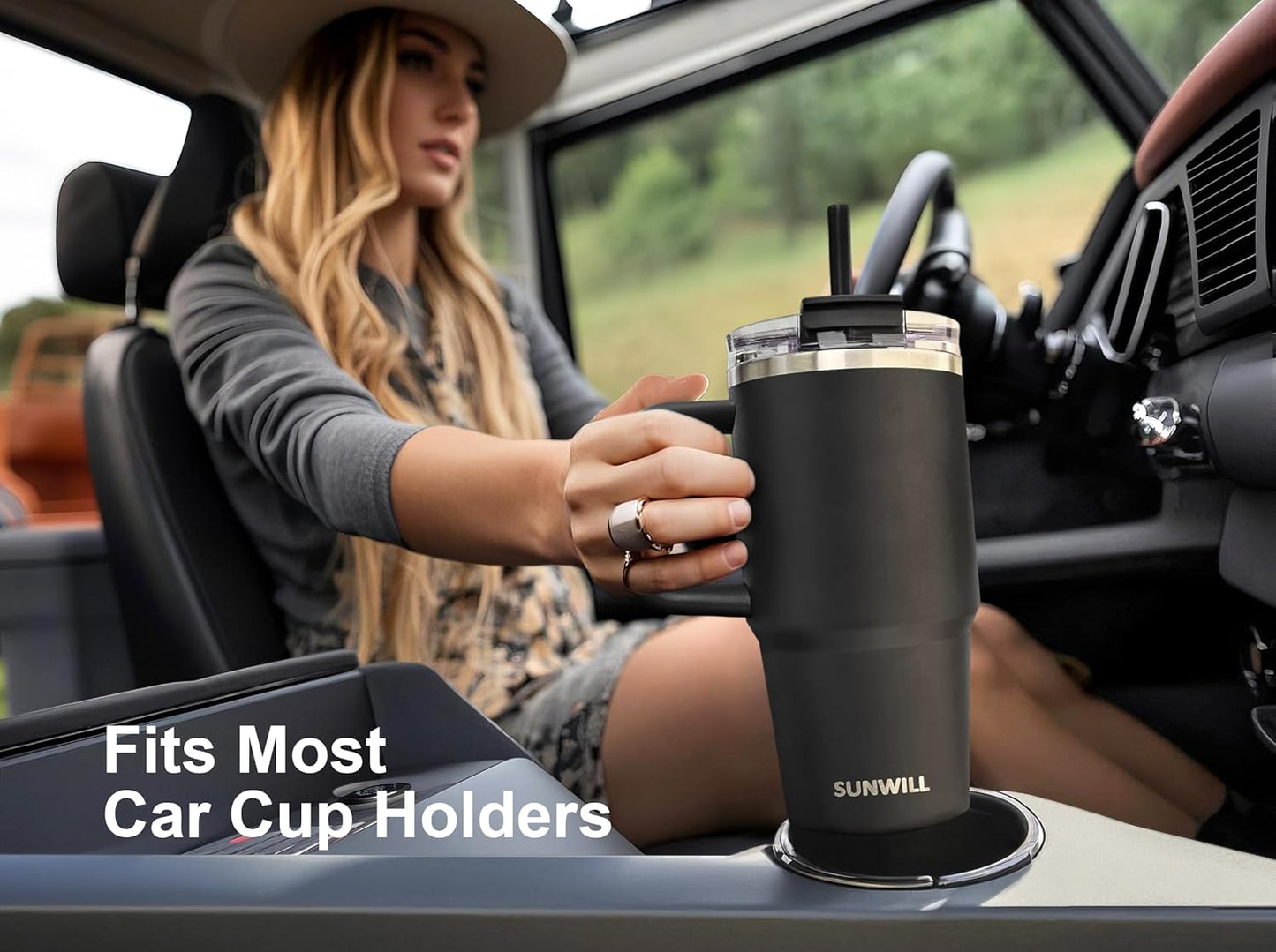 Travel Coffee Mug with Lid, 20 oz Tumbler with Handle and Straw Leak Proof, Stainless Steel Cup Insulated for Office & Gym, Cupholder Friendly, Powder Coated Pink