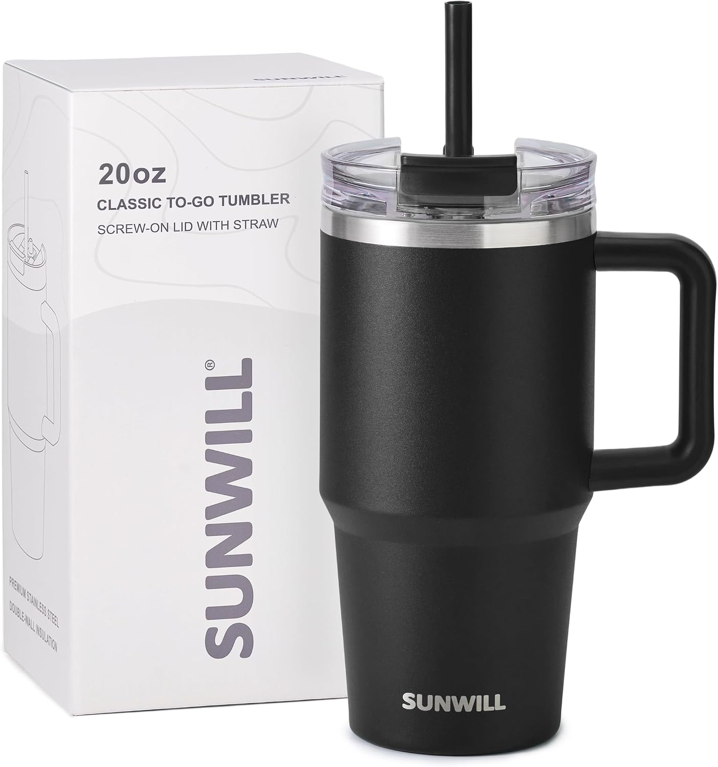 Travel Coffee Mug with Lid, 20 oz Tumbler with Handle and Straw Leak Proof, Stainless Steel Cup Insulated for Office & Gym, Cupholder Friendly, Powder Coated Pink