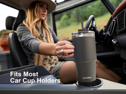 Travel Coffee Mug with Lid, 20 oz Tumbler with Handle and Straw Leak Proof, Stainless Steel Cup Insulated for Office & Gym, Cupholder Friendly, Powder Coated Pink