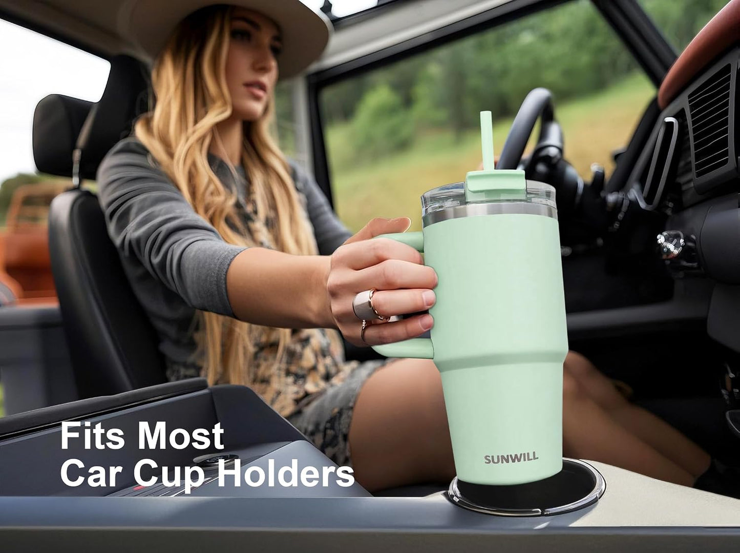 Travel Coffee Mug with Lid, 20 oz Tumbler with Handle and Straw Leak Proof, Stainless Steel Cup Insulated for Office & Gym, Cupholder Friendly, Powder Coated Pink
